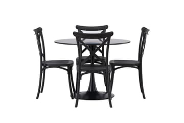 Glade Matgrupp 100 cm Rund med 4 Crosett stolar - Svart - Products - Möbler - Bord & matgrupp - Matgrupp