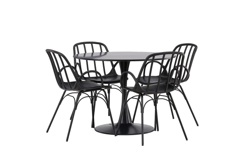 Glade Matgrupp 100 cm Rund med 4 Dyrön stolar - Svart - Products - Möbler - Bord & matgrupp - Matgrupp
