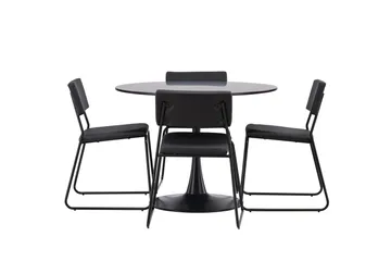 Glade Matgrupp 100 cm Rund med 4 Kenth Stolar - Svart - Products - Möbler - Bord & matgrupp - Matgrupp