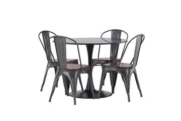 Glade Matgrupp 100 cm Rund med 4 Tempe stolar - Mörkgrå - Products - Möbler - Bord & matgrupp - Matgrupp