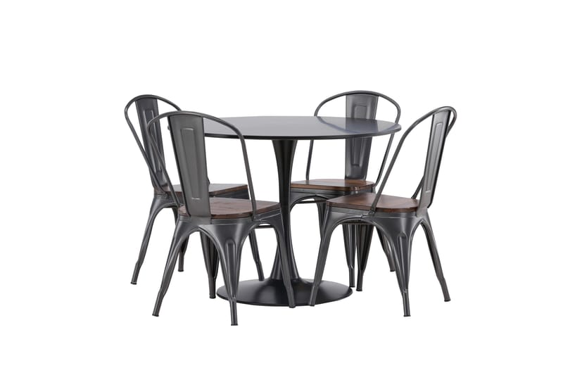 Glade Matgrupp 100 cm Rund med 4 Tempe stolar - Mörkgrå - Products - Möbler - Bord & matgrupp - Matgrupp