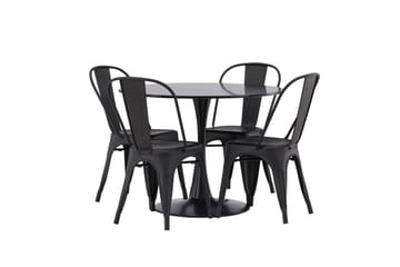 Glade Matgrupp 100 cm Rund med 4 Tempe Stolar - Svart - Products - Möbler - Bord & matgrupp - Matgrupp
