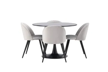 Glade Matgrupp 100 cm Rund med 4 Velvet stolar - Svart - Products - Möbler - Bord & matgrupp - Matgrupp