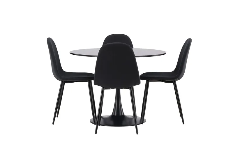 Glade Matgrupp 100 cm Rund med 4 Polar stolar - Svart - Products - Möbler - Bord & matgrupp - Matgrupp