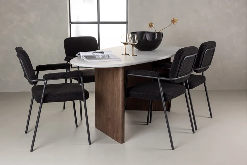 Grönvik Matgrupp 180 cm Oval med 4 Yesterday Stolar - Mocca - Products - Möbler - Bord & matgrupp - Matgrupp