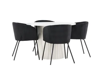 Härön Matgrupp 110 cm Rund med 4 Berit stolar - Vit/Svart - Products - Möbler - Bord & matgrupp - Matgrupp