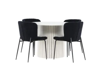 Härön Matgrupp 110 cm Rund med 4 Modesto stolar - Vit/Svart - Products - Möbler - Bord & matgrupp - Matgrupp