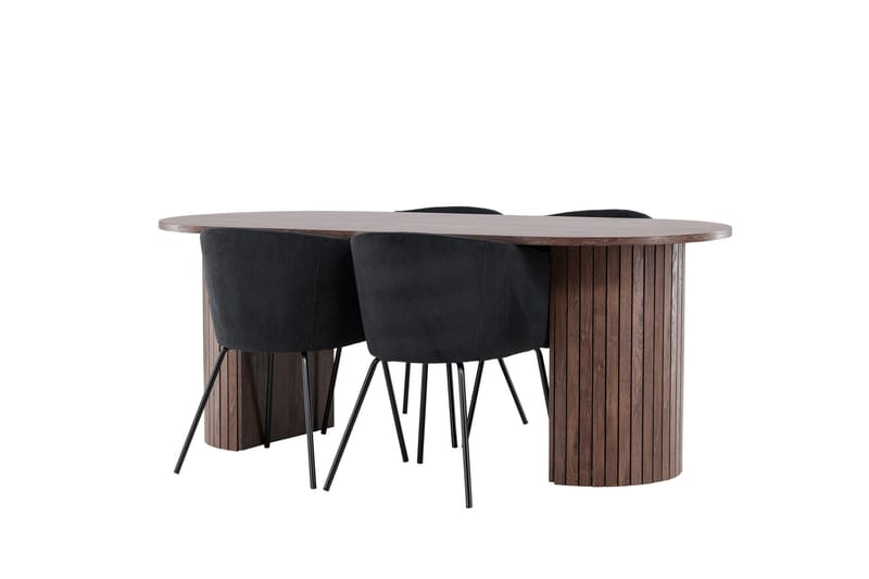 Härön Matgrupp 200 cm Oval med 4 Berit stolar - Mocca/Svart - Products - Möbler - Bord & matgrupp - Matgrupp