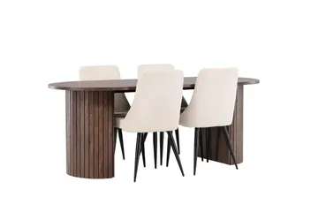 Härön Matgrupp 200 cm Oval med 4 Leone stolar - Mocca/Beige - Products - Möbler - Bord & matgrupp - Matgrupp