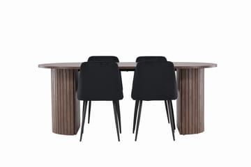 Härön Matgrupp 200 cm Oval med 4 Night stolar - Mocca/Svart - Products - Möbler - Bord & matgrupp - Matgrupp