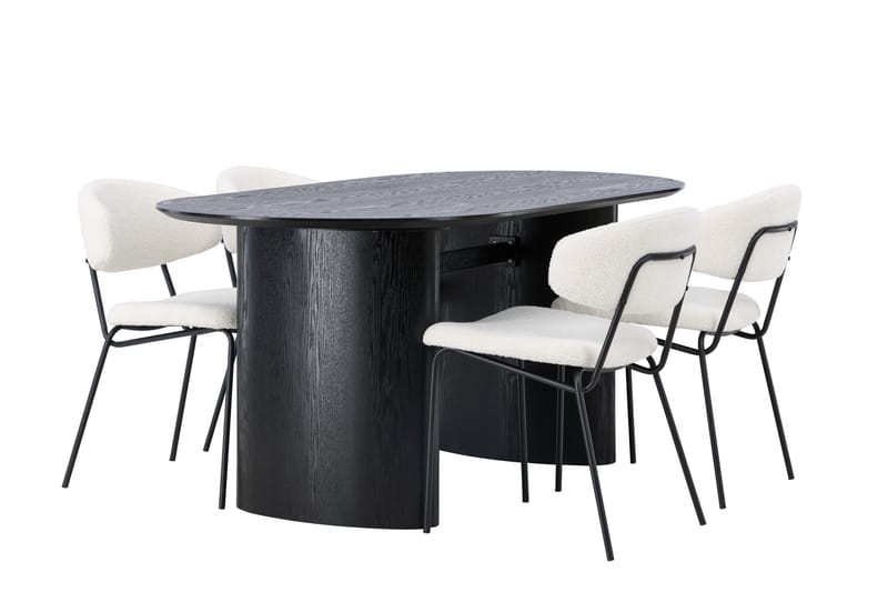 Isolde Matgrupp 180 cm Oval med 4 Chico Stolar - Svart - Products - Möbler - Bord & matgrupp - Matgrupp