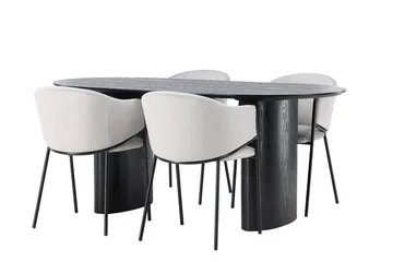 Isolde Matgrupp 180 cm Oval med 4 Evelina stolar - Svart - Products - Möbler - Bord & matgrupp - Matgrupp
