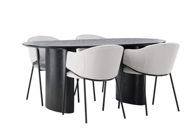 Isolde Matgrupp 180 cm Oval med 4 Evelina stolar - Svart - Products - Möbler - Bord & matgrupp - Matgrupp