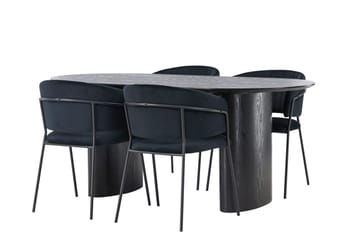 Isolde Matgrupp 180 cm Oval med 4 Selma Stolar - Svart - Products - Möbler - Bord & matgrupp - Matgrupp