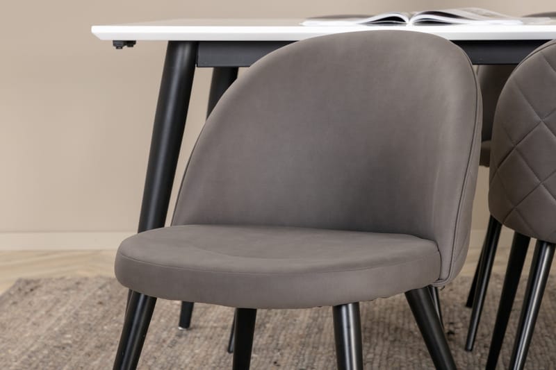 Jimmy Matgrupp 195 cm Rektangulär med 6 Velvet stolar - Svart - Products - Möbler - Bord & matgrupp - Matgrupp