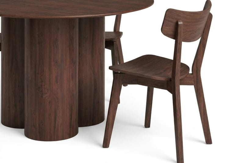 Juno Matgrupp 110 cm runt i Valnöt med 4 Amelia Matstolar - Valnöt - Products - Möbler - Bord & matgrupp - Matgrupp