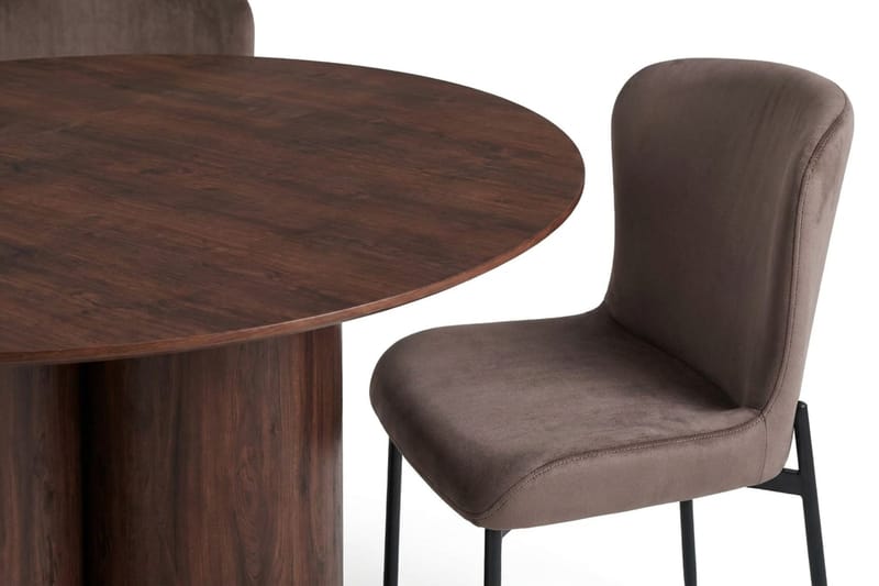 Juno Matgrupp runt 110 cm Valnöt med 4 Elsie Matstolar - Valnöt/Brun - Products - Möbler - Bord & matgrupp - Matgrupp