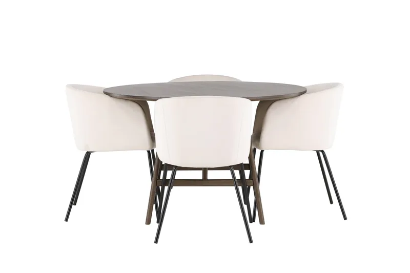Kaseidon Matgrupp 100 cm Rund med 4 Berit stolar, Beige