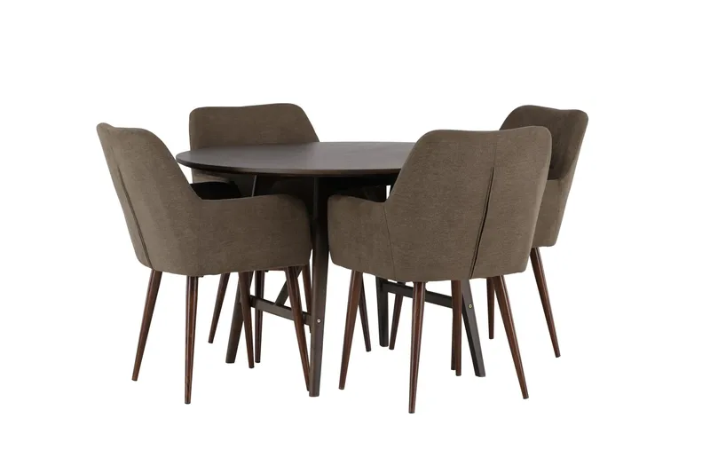 Kaseidon Matgrupp 100 cm Rund med 4 Tomorrow stolar - Brun - Products - Möbler - Bord & matgrupp - Matgrupp