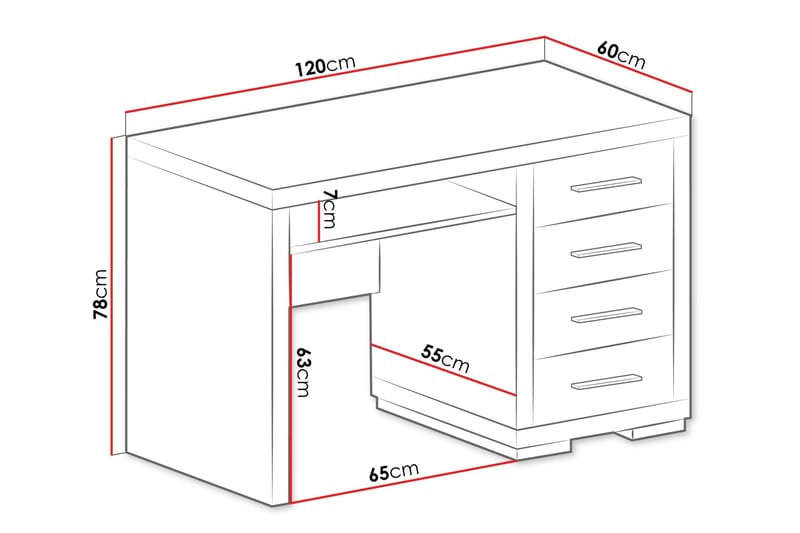 Benavila Skrivbord 120 cm med Förvaring 4 Lådor - Beige/Grå - Products - Möbler - Bord & matgrupp - Kontorsbord - Datorbord