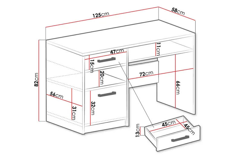 Escaldes Skrivbord 125 cm - Grön - Products - Möbler - Bord & matgrupp - Kontorsbord - Datorbord