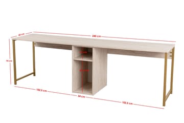 Hu Skrivbord 60x240 cm - Beige/Guld - Products - Möbler - Bord & matgrupp - Kontorsbord - Datorbord