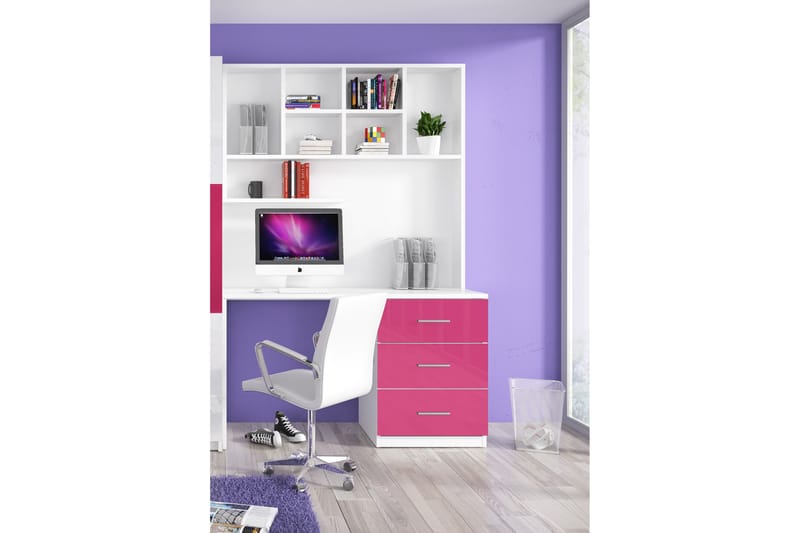 Padella Förvaringsskåp med Hylla och Skrivbord 120 cm, Rosa