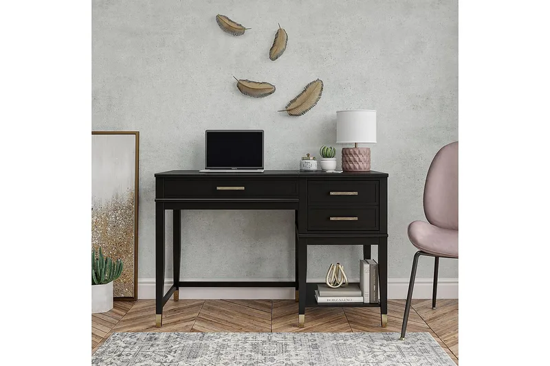 Westerleigh Skrivbord 116 cm Höj- och sänkbar 3 Lådor Svart - CosmoLiving - Products - Möbler - Bord & matgrupp - Kontorsbord - Skrivbord