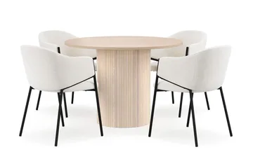 Kopparbo Matbord 106 cm med 4 Filip Matstolar - White / Vit Bouclé - Products - Möbler - Bord & matgrupp - Matgrupp