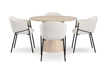 Kopparbo Matbord 106 cm med 4 Filip Matstolar - White / Vit Bouclé - Products - Möbler - Bord & matgrupp - Matgrupp