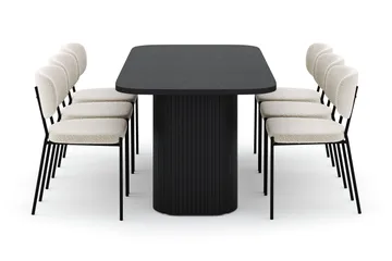 Kopparbo Matbord 200 cm med 6 Gemmiano Stolar - Svart - Products - Möbler - Bord & matgrupp - Matgrupp