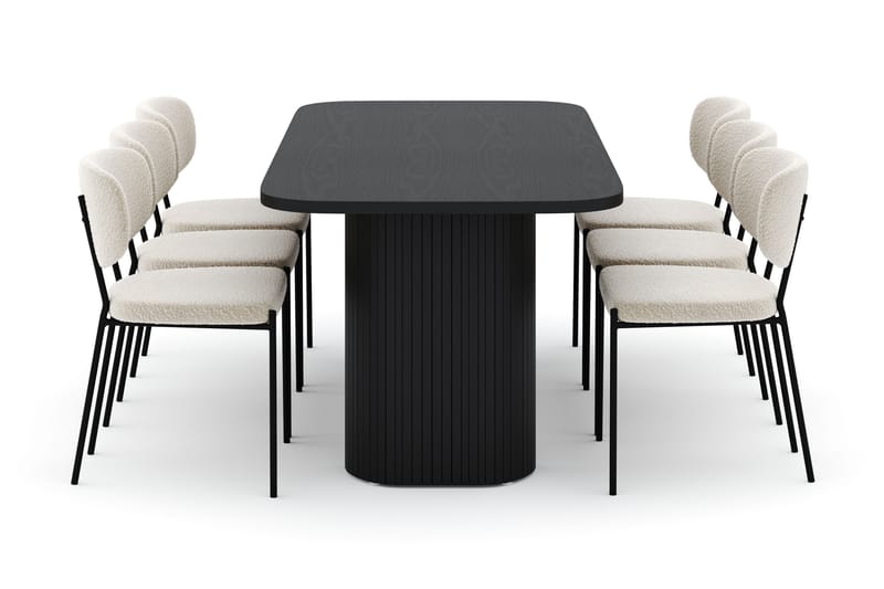 Kopparbo Matbord 200 cm med 6 Gemmiano Stolar - Svart - Products - Möbler - Bord & matgrupp - Matgrupp