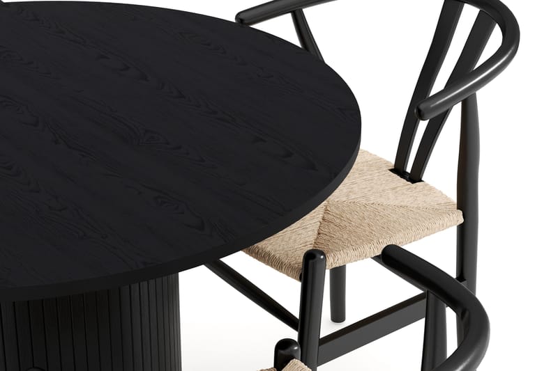 Kopparbo Matgrupp 106 cm Rund med 4 Dastoori Matstol - 2220067-4,2229318-1 - Svart - Products - Möbler - Bord & matgrupp - Matgrupp