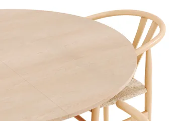 Kopparbo Matgrupp 130 cm Rund Förlängningsbart med 4 Dastoori Matstolar - Whitewash - Products - Möbler - Bord & matgrupp - Matgrupp