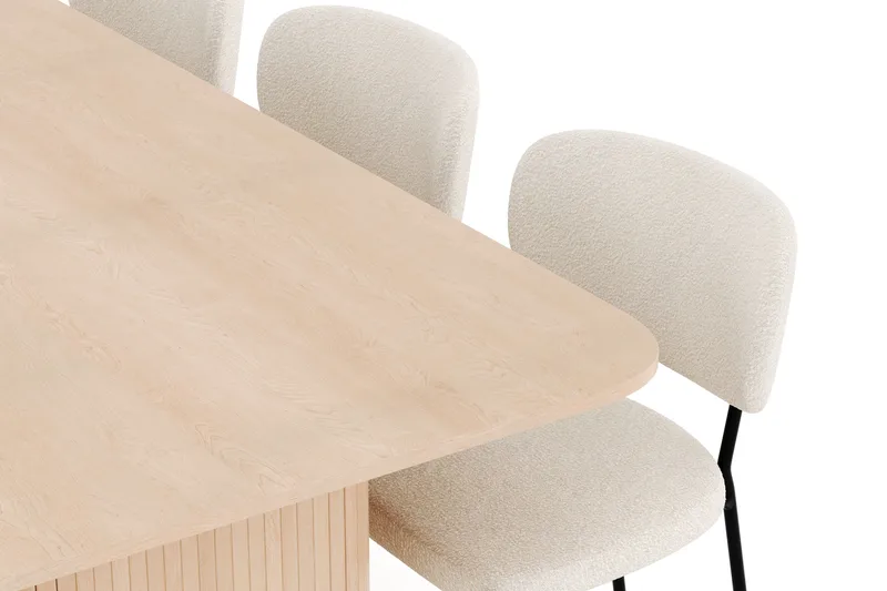 Kopparbo Matgrupp 200-260 cm Förlängningsbart med 6 Gemmiano Matstolar - Whitewash - Products - Möbler - Bord & matgrupp - Matgrupp