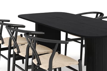 Kopparbo Matgrupp 200 cm med 6 Dastoori Matstol - 2220067-6,2223287-1 - Svart - Products - Möbler - Bord & matgrupp - Matgrupp