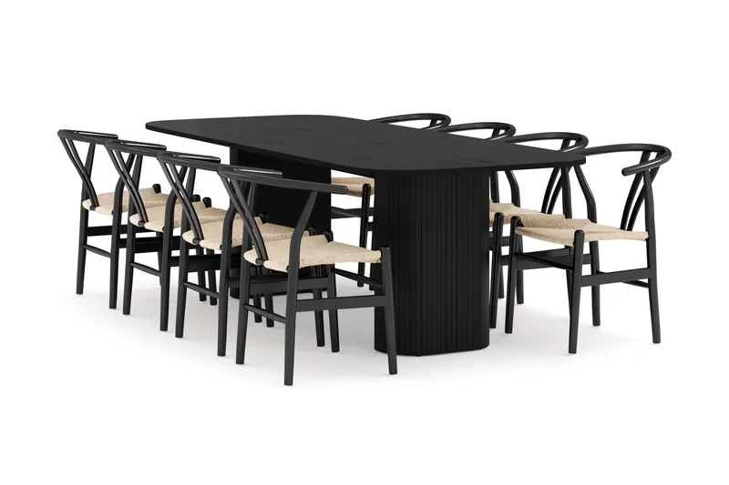 Kopparbo Matgrupp 240 cm med 8 Dastoori Matstol - 2220067-8,2229313-1, Svart