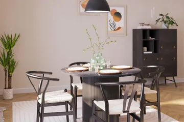 Kopparbo Matgrupp förlängningsbart 106-156 cm Rund med 4 Dastoori Matstol - 2220067-4,2229314-1 - Svart - Products - Möbler - Bord & matgrupp - Matgrupp