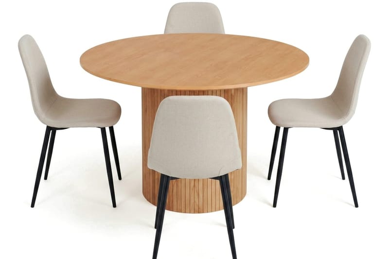 Kopparbo Matgrupp runt 110 cm Ek med 4 Nibe Matstolar - Ek - Products - Möbler - Bord & matgrupp - Matgrupp