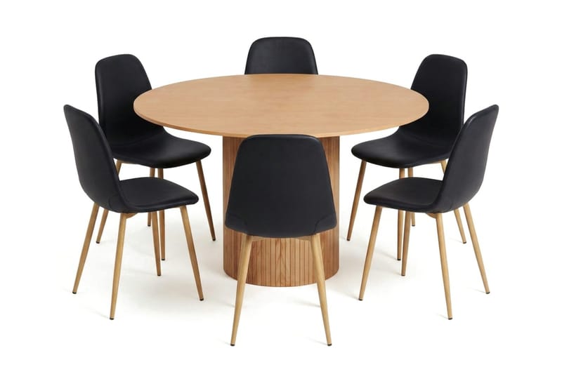 Kopparbo Matgrupp runt 130 cm Ek med 6 Nibe Matstolar - Ek - Products - Möbler - Bord & matgrupp - Matgrupp