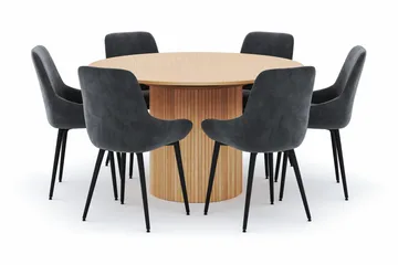 Kopparbo Rund Matgrupp 130-150 cm 6 Alsarp Matstolar - Natural - Products - Möbler - Bord & matgrupp - Matgrupp