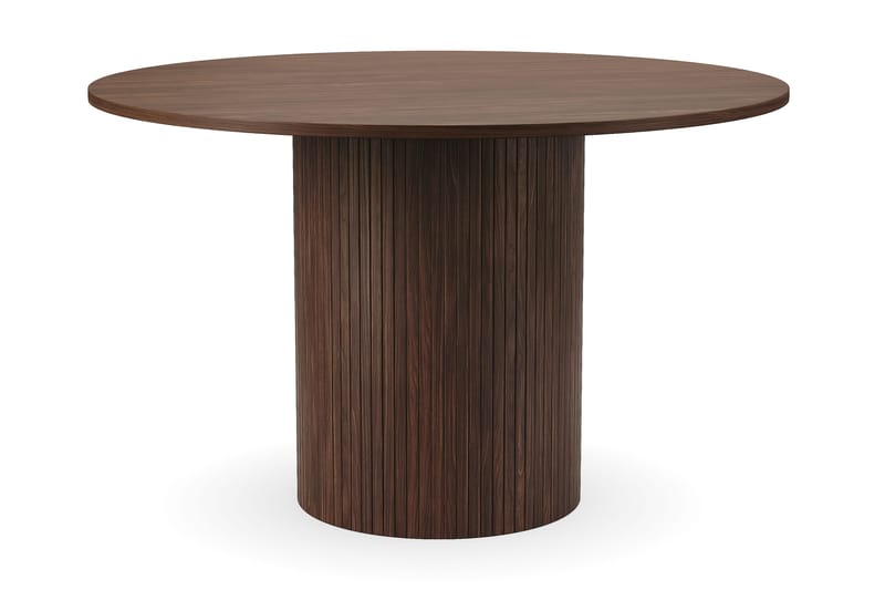 Kopparbo Runt Matbord 120 cm med 4 Katy Matstolar - Mörkbrun / Greige Bouclé / Metallben Svart - Products - Möbler - Bord & matgrupp - Matgrupp