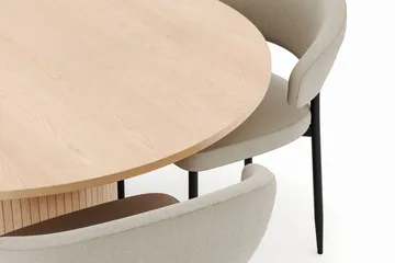 Kopparbo Runt Matbord 130 cm med 4 Sawako Stolar - Beige - Products - Möbler - Bord & matgrupp - Matgrupp