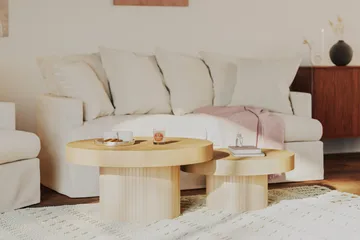 Kopparbo Soffbord 90 cm Runt Vitlaserad Ek - Ljust vitlaserat ekträ - Products - Möbler - Bord & matgrupp - Soffbord