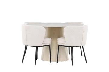 Lanzo Matgrupp 120 cm Rund med 4 Agnes stolar - Whitewash/Vit - Products - Möbler - Bord & matgrupp - Matgrupp