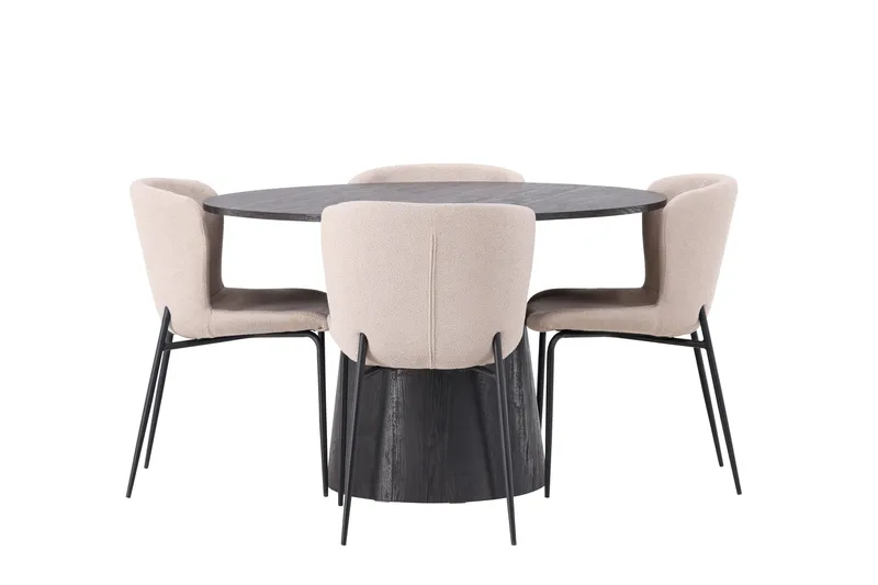 Lanzo Matgrupp 120 cm Rund med 4 Modesto stolar - Beige - Products - Möbler - Bord & matgrupp - Matgrupp