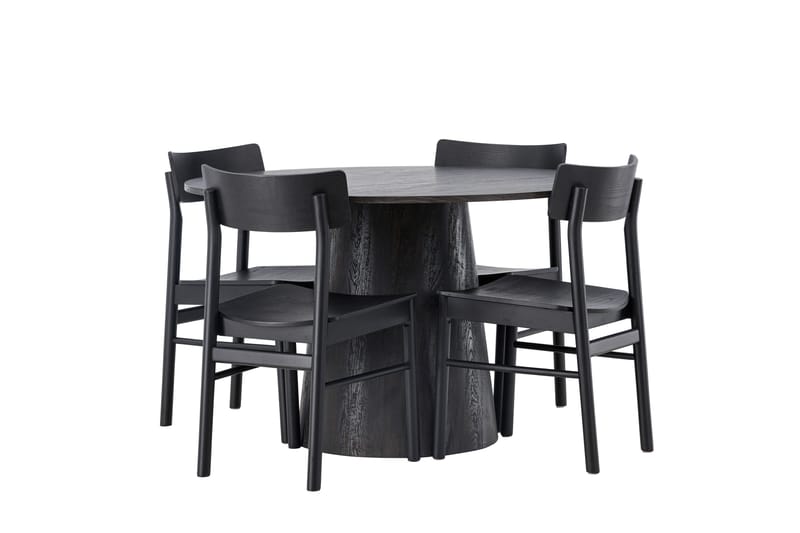 Lanzo Matgrupp 120 cm Rund med 4 Montros stolar - Svart - Products - Möbler - Bord & matgrupp - Matgrupp