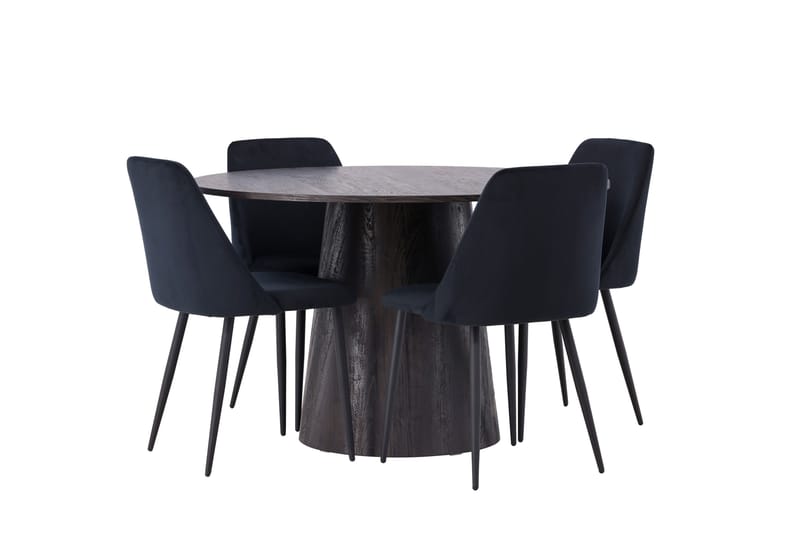Lanzo Matgrupp 120 cm Rund med 4 Night stolar - Svart - Products - Möbler - Bord & matgrupp - Matgrupp