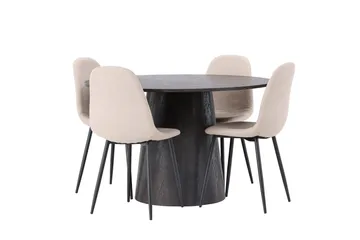 Lanzo Matgrupp 120 cm Rund med 4 Polar stolar - Beige - Products - Möbler - Bord & matgrupp - Matgrupp
