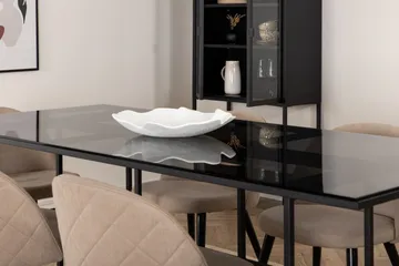 Leif Matgrupp 200 cm Rektangulär med 6 Velvet stolar - Beige - Products - Möbler - Bord & matgrupp - Matgrupp